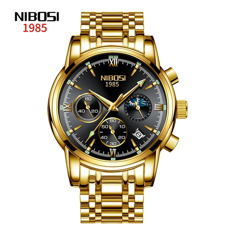 

NIBOSI 2023 Fashion Mens Watches Top Brand Luxury Waterproof Sports Mens Chronograph Quartz Watch for Men Gift Relogio Masculino