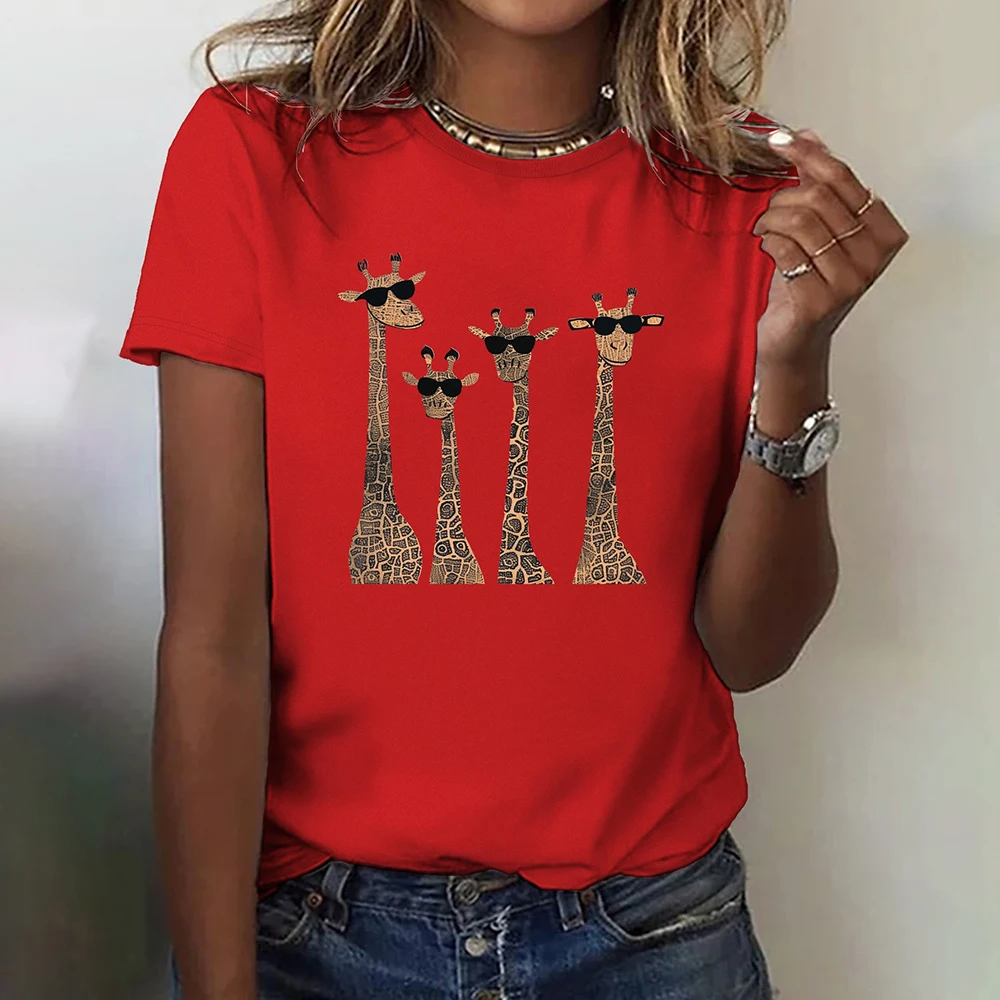 Cartoon Animal Print Women's T-shirts Fashion Giraffe Pattern Tees Loose Short sleeves Tops Street Women Clothing Y2k Pullover
Cartoon Animal Print Women's T-shirts Fashion Giraffe Pattern Tees Loose Short sleeves Tops Street Women Clothing Y2k Pullover