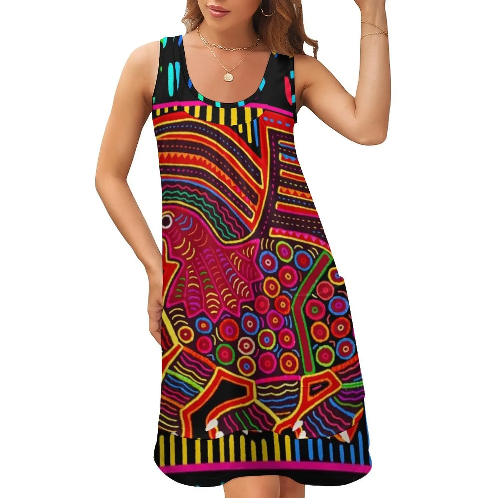 Kuna Indian Friendly Dragon Mola Sleeveless U-Neck Fake Two Piece Dress Long veiled dresses african dresses for woman
Kuna Indian Friendly Dragon Mola Sleeveless U-Neck Fake Two Piece Dress Long veiled dresses african dresses for woman