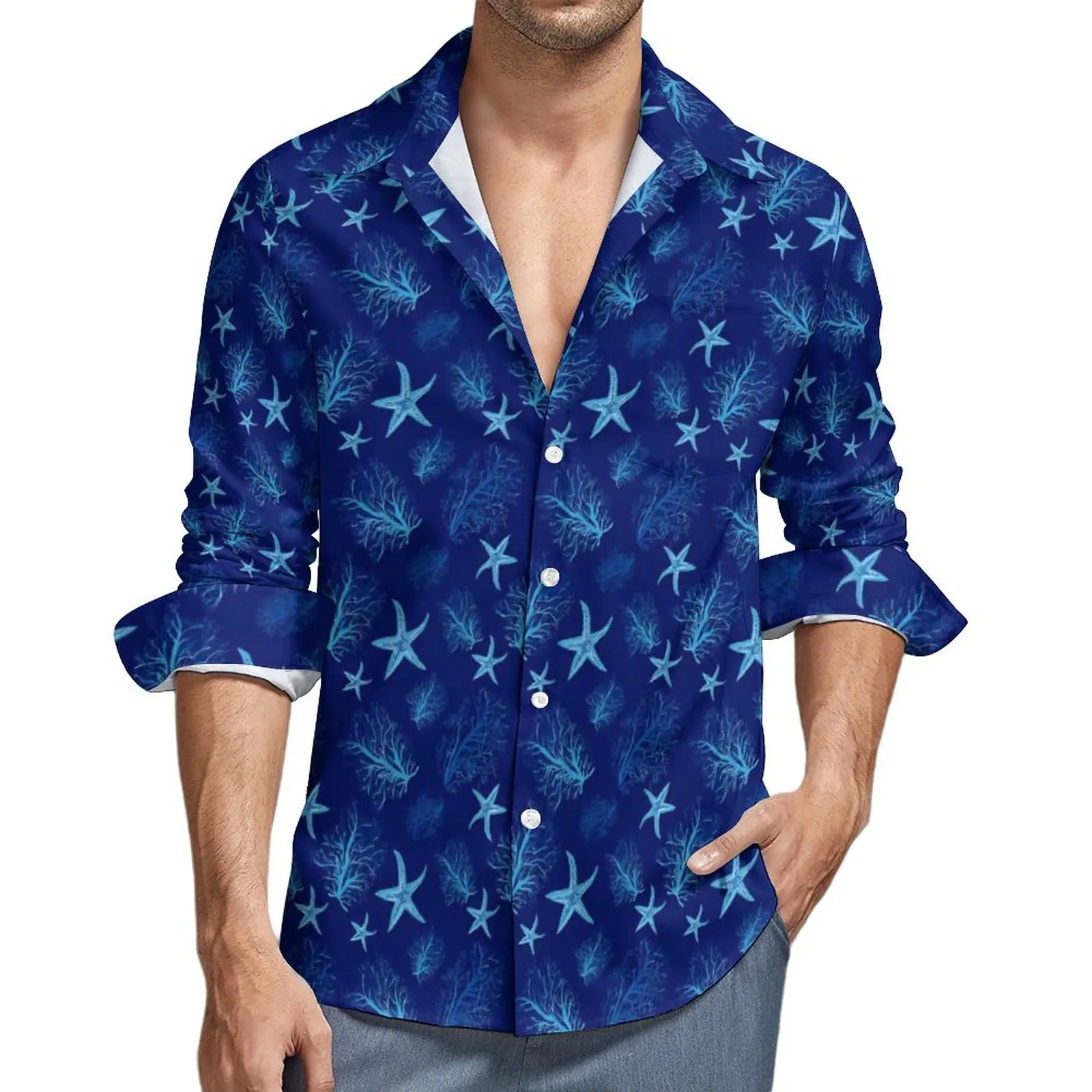 Navy Starfish Shirt Autumn Coral Watercolor Casual Shirts Man Loose Blouses Long Sleeve Graphic Harajuku Clothing 3XL 4XL
Navy Starfish Shirt Autumn Coral Watercolor Casual Shirts Man Loose Blouses Long Sleeve Graphic Harajuku Clothing 3XL 4XL