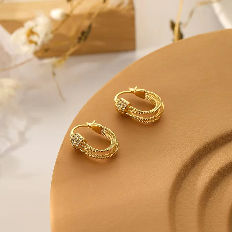 

EYER Vintage Gold earrings Sparkling Earrings Geometric Simple Lines Cutout Drop Earrings Luxury Jewelry Boutique Gift Trendy