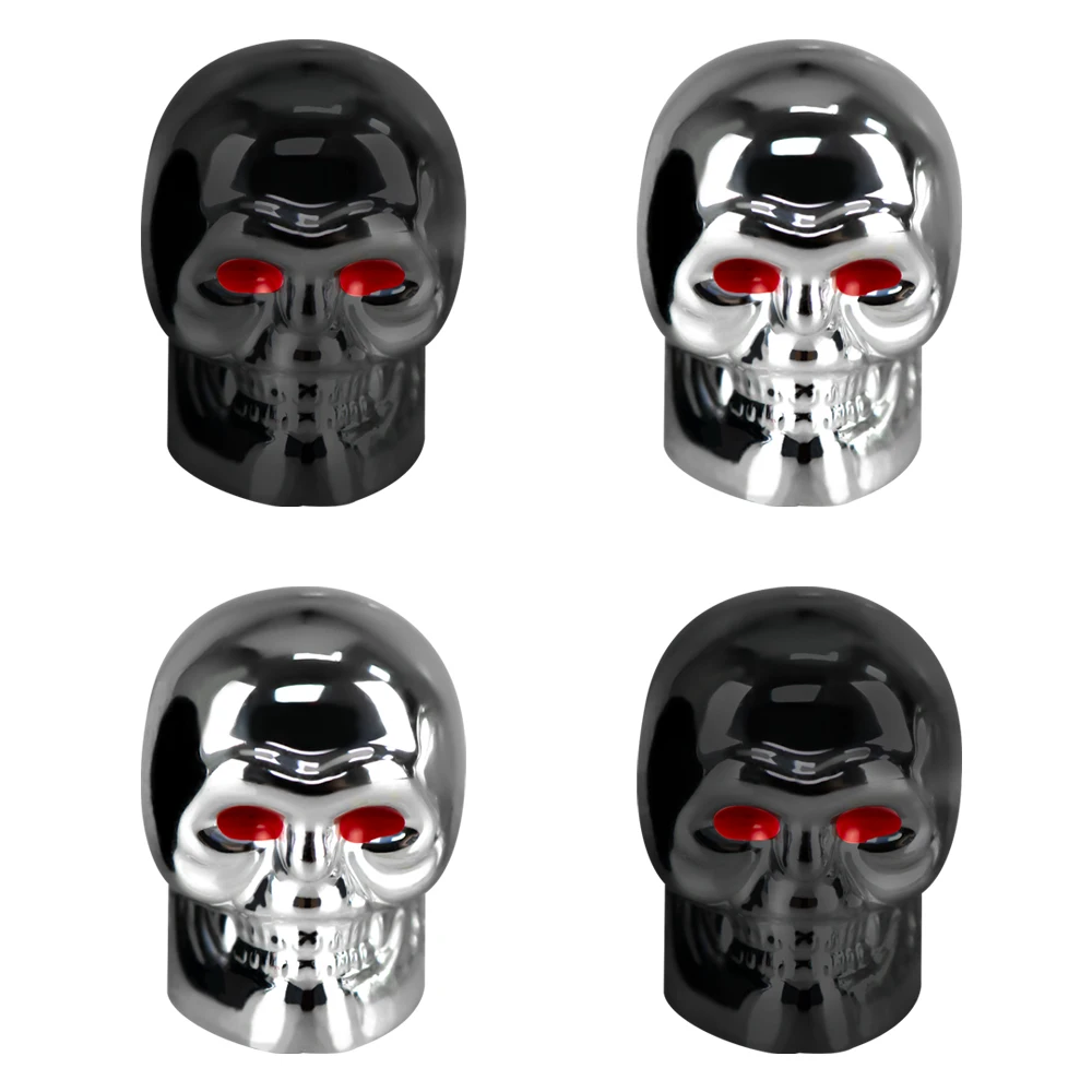 

4Pcs Universal Car Skull Style Antirust Copper Core Motorcycle Bike Car Wheel Tyre Tires Valve Stem Caps Car Accessories