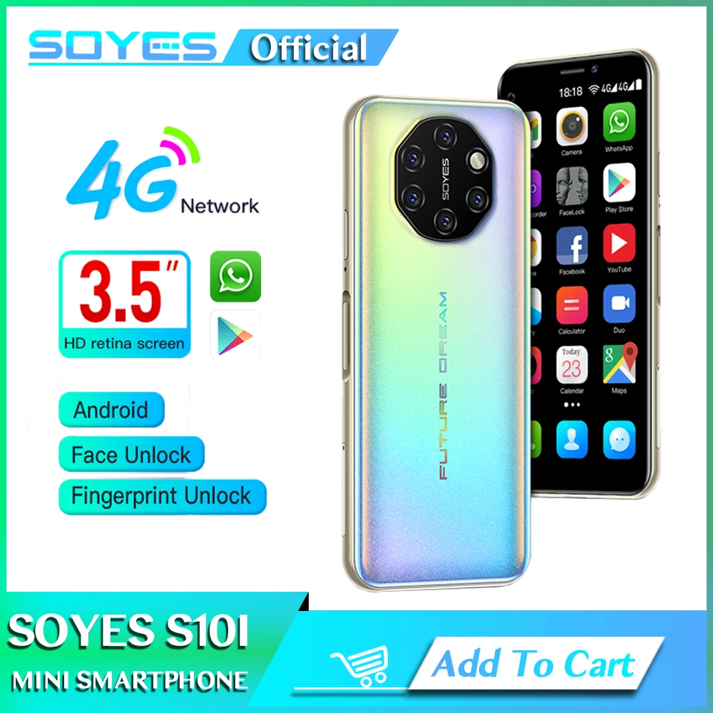 

SOYES 4G Mini Smartphone 3.5" HD 5MP Camera Android 6.0 MTK6737 Quad Core Google Play 3GB RAM 32GB 64GB ROM Small Mobile Phone