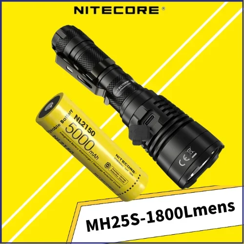 NITECORE MH25S Tactical Flashlight USB Rechargeable 1800 Lumens 8 Lighting Modes With NL2150 50000mAh Self Defense Flashlight
NITECORE MH25S Tactical Flashlight USB Rechargeable 1800 Lumens 8 Lighting Modes With NL2150 50000mAh Self Defense Flashlight