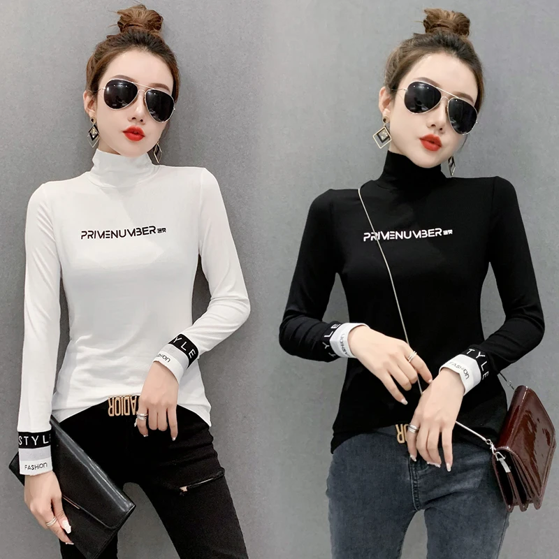 Autumn Winter Women Turtleneck Lettered Embroidery Long Sleeve T-shirts Slim Tight Fit Knitted Tops Versatile Sexy Bottom Shirt
Autumn Winter Women Turtleneck Lettered Embroidery Long Sleeve T-shirts Slim Tight Fit Knitted Tops Versatile Sexy Bottom Shirt