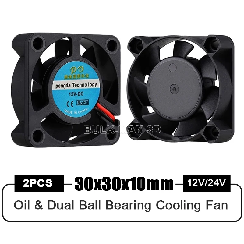 2Pcs 30mm DC 12V 24V Oil / Dual Ball Bearing Brushless 3010 Cooling Fan 30x30x10mm Small Exhaust Fan For 3d Printer Parts
2Pcs 30mm DC 12V 24V Oil / Dual Ball Bearing Brushless 3010 Cooling Fan 30x30x10mm Small Exhaust Fan For 3d Printer Parts