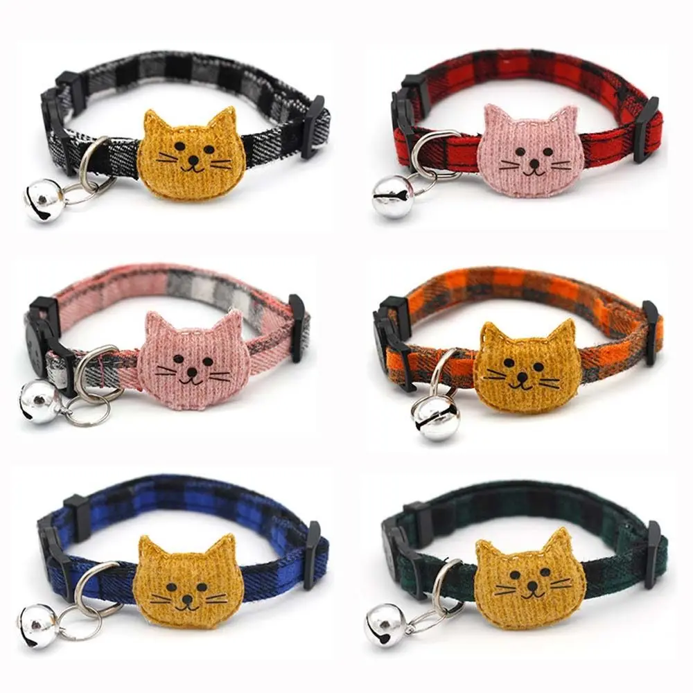 

Fashion Cute Cat Neck Strap Cotton Cat Plaid Collar with Bell Pet Decorative For Dogs Cats Dress Up Pet Supplies Dog Necklace