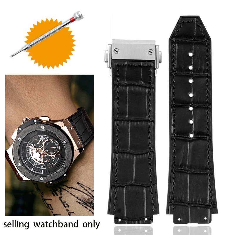 Ремешок из натуральной кожи для часов Hublot, ремешок из воловьей кожи серии Big Bang, мужской браслет с инструментами, аксессуары, коричневый 26*19 мм браслет
Ремешок из натуральной кожи для часов Hublot, ремешок из воловьей кожи серии Big Bang, мужской браслет с инструментами, аксессуары, коричневый 26*19 мм браслет