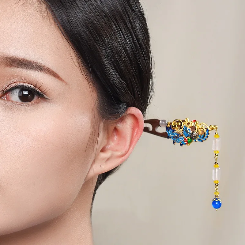 Chinese Style Vintage Cloisonne Phoenix Buyao Hairpin Red Sandalwood Headwear Long Hair for Woman Gift Cheongsam Ornament
Chinese Style Vintage Cloisonne Phoenix Buyao Hairpin Red Sandalwood Headwear Long Hair for Woman Gift Cheongsam Ornament
