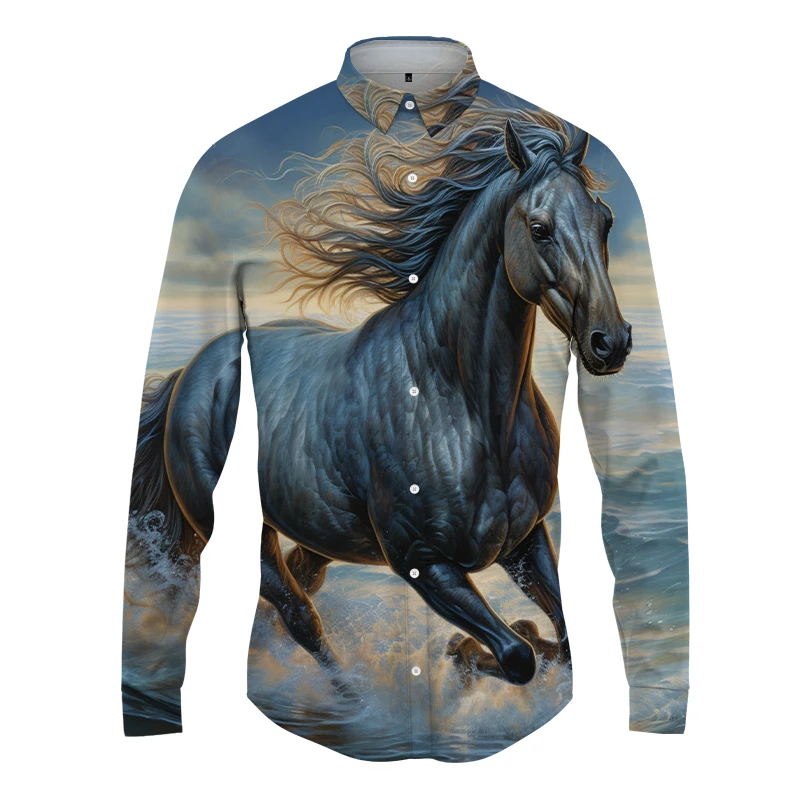 Hawaiian Long -sleeved Shirt Streets, Harajuku Men's Spring and Autumn Fashion Men's Button Shirt New 3D Horse Print Shirt
Hawaiian Long -sleeved Shirt Streets, Harajuku Men's Spring and Autumn Fashion Men's Button Shirt New 3D Horse Print Shirt