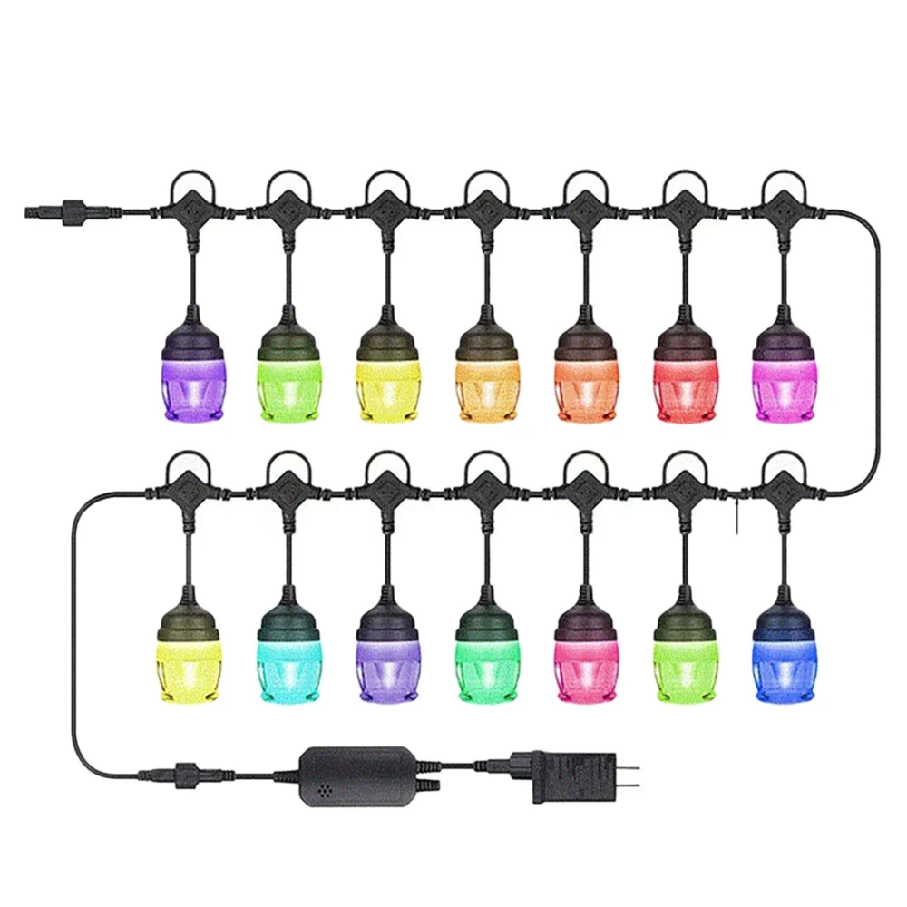 

12 лампочек, RGB подвесной Bluetooth-шнур для музыки, строка с дистанционным управлением через приложение, штепсельная вилка европейского стандарта