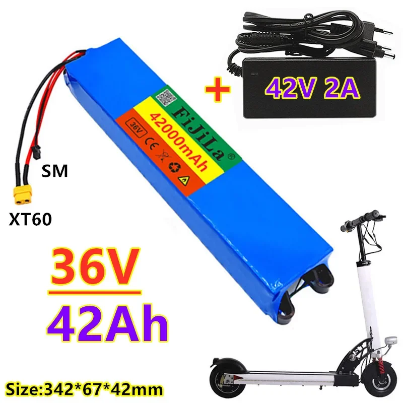 

36V 42Ah 18650 lithium battery pack 10S3P 42000mah 500W Same port 42V Electric rollers M365 ebike Power battery with BMS+Charger