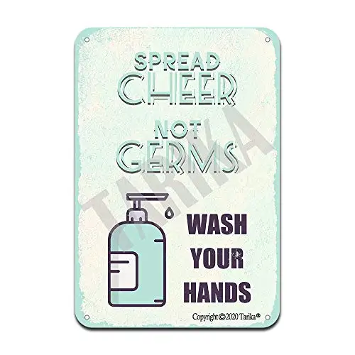 Spread Cheer Not Germs Wash Your Hands Retro Look Tin Decoration Painting Sign for Home Kitchen Bathroom Farm Garden Garage Ins
Spread Cheer Not Germs Wash Your Hands Retro Look Tin Decoration Painting Sign for Home Kitchen Bathroom Farm Garden Garage Ins