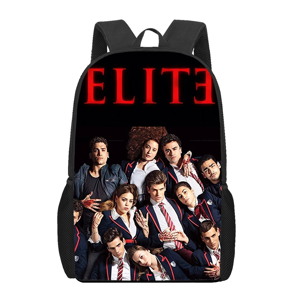 

Spanish TV Series Elite Printed Book Bag Boys Girls School Bags Teenager Shoulder Rucksack Woman Man Casual Travel Backpacks