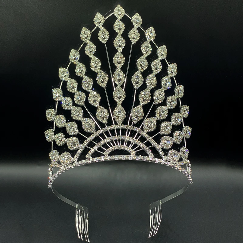 

Wedding Tiaras and Crowns Large Tall Women Head Crown Beauty bridal Crown