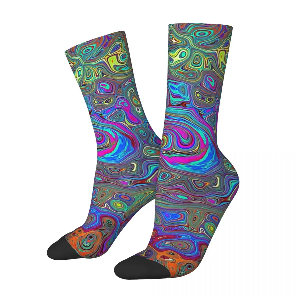 

Trippy Fuchsia And Blue Abstract Retro Swirl Socks Harajuku High Quality Stockings All Season Long Socks for Man's Woman's