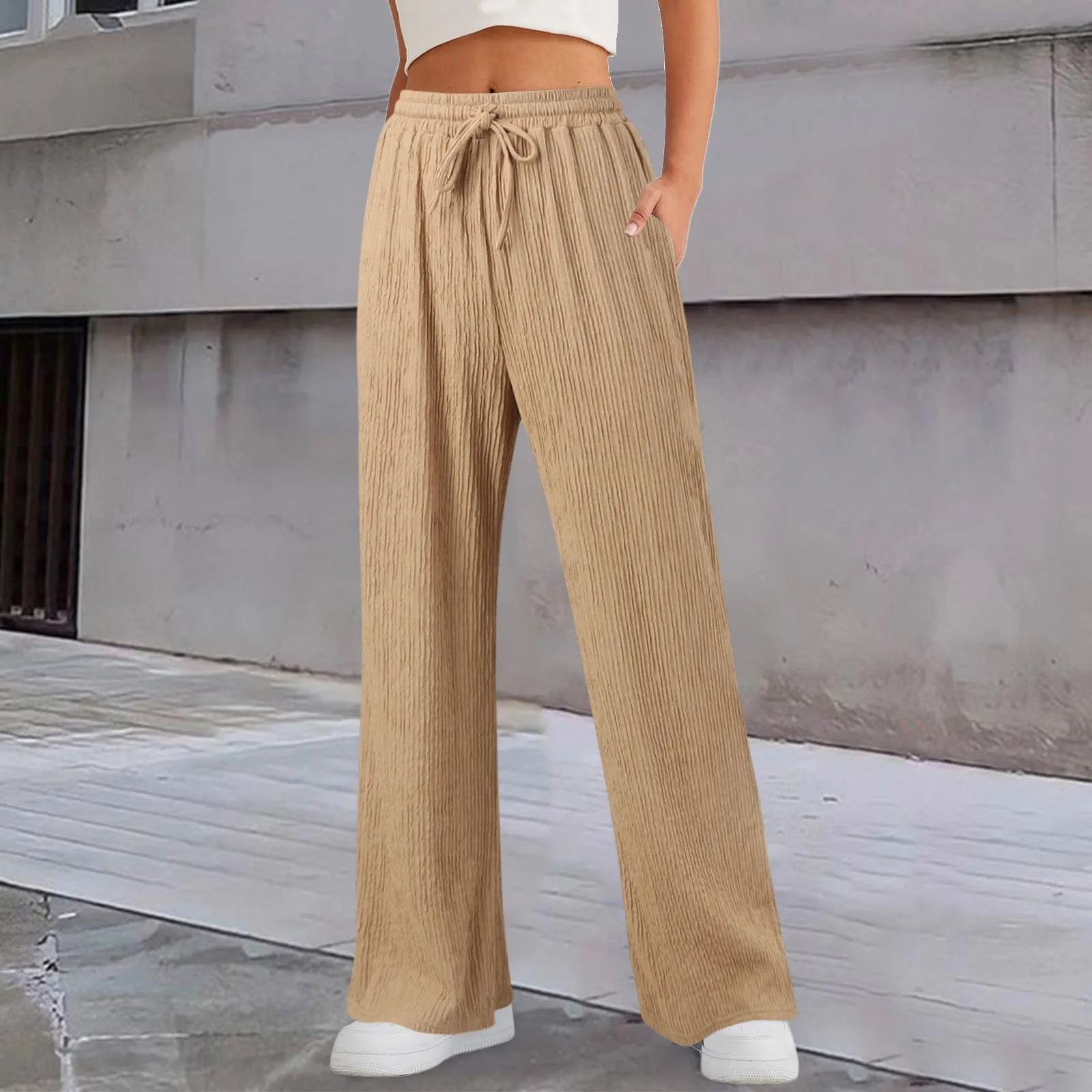 Women'S Wide Leg Pants High Waist Adjustable Knot Loose Casual Pants Business Work Solid Color Fold Spring Autumn Trousers
Women'S Wide Leg Pants High Waist Adjustable Knot Loose Casual Pants Business Work Solid Color Fold Spring Autumn Trousers