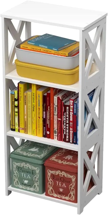 

Книжный шкаф, 4-уровневая маленькая книжная полка, детские открытые полки, органайзер для книг, полка для хранения, демонстрационный стеллаж для ванной комнаты, гостиной