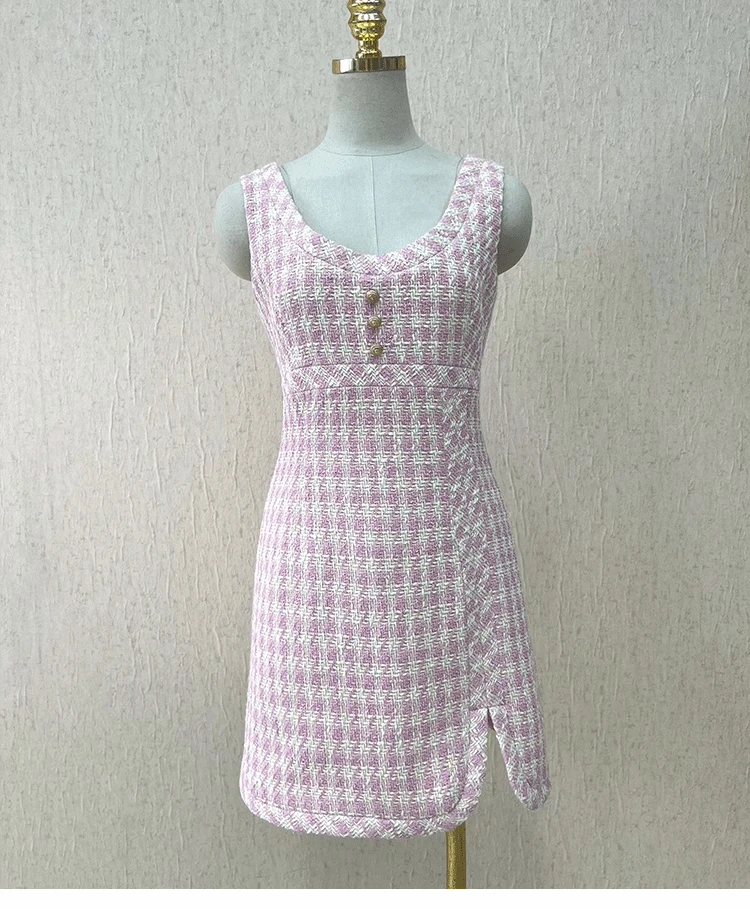 2023 Spring Summer Brand New Chic Women's High Quality Sleeveless High-rise Plaid Tweed Dress F126
2023 Spring Summer Brand New Chic Women's High Quality Sleeveless High-rise Plaid Tweed Dress F126