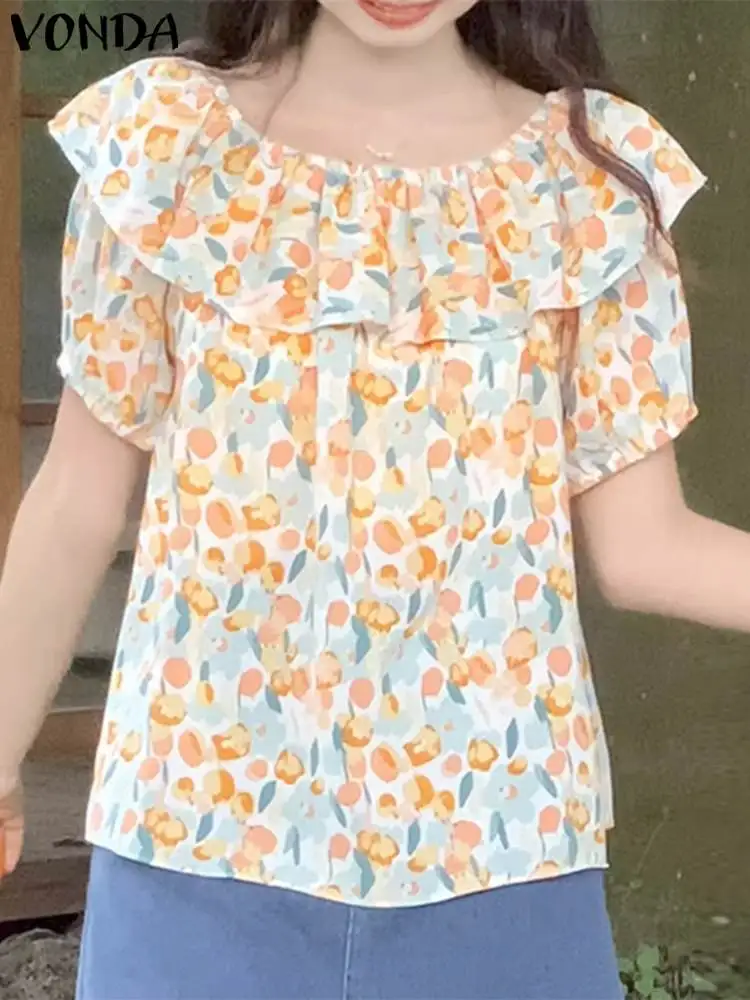 Women Floral Printed Shirts Summer Ruffled Tops 2023 VONDA Fashion Short Sleeve Blouses Bohemian Casual Loose Blusas Femininas
Women Floral Printed Shirts Summer Ruffled Tops 2023 VONDA Fashion Short Sleeve Blouses Bohemian Casual Loose Blusas Femininas