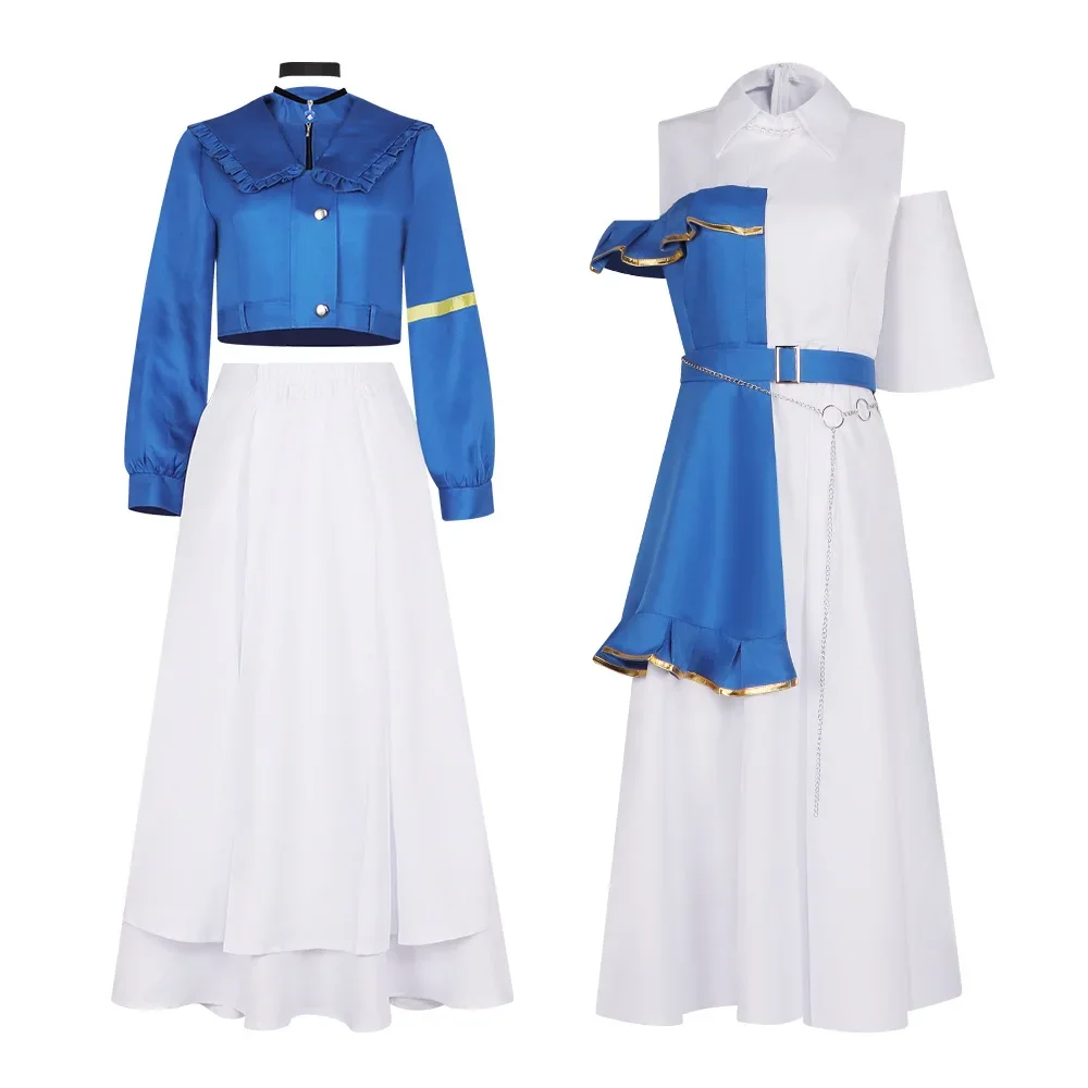 

Anime BanG Dream! It's MyGO Costume Anon Chihaya Cosplay Blue White Uniform Dress Coat Set Halloween Party Outfit for Women