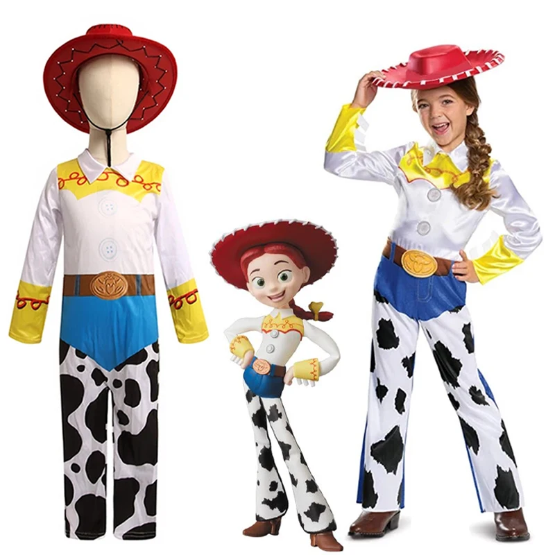 

Kids Disney Toy Story Jessie Cosplay Costume Cowgirl Jessie Child Bodysuit Jumpsuit Hat Outfit Halloween Party Costume for Girls