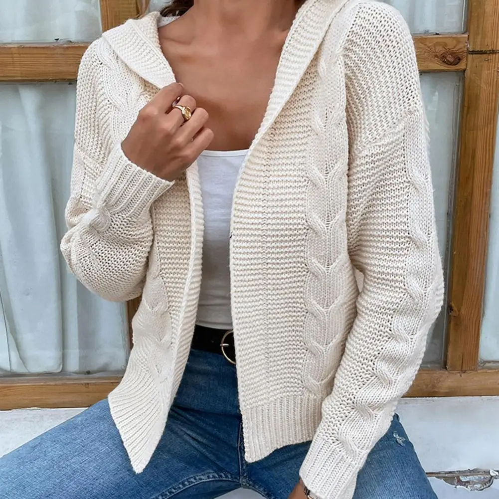 Sweater Cardigan Long Sleeve Twist Ribbed Trim Sweater Coat Autumn Winter Solid Color Hooded Loose Knitted Cardigan Outerwear
Sweater Cardigan Long Sleeve Twist Ribbed Trim Sweater Coat Autumn Winter Solid Color Hooded Loose Knitted Cardigan Outerwear