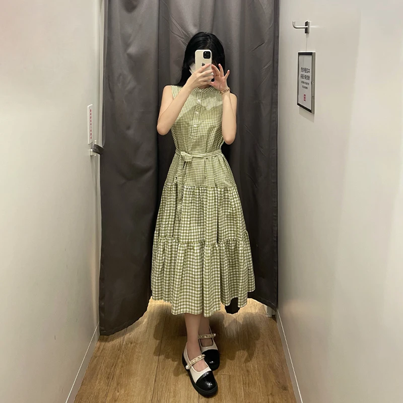 2023 New Dress For Women Summer Slim Design Plaid Sleeveless Button Free Shipping
2023 New Dress For Women Summer Slim Design Plaid Sleeveless Button Free Shipping