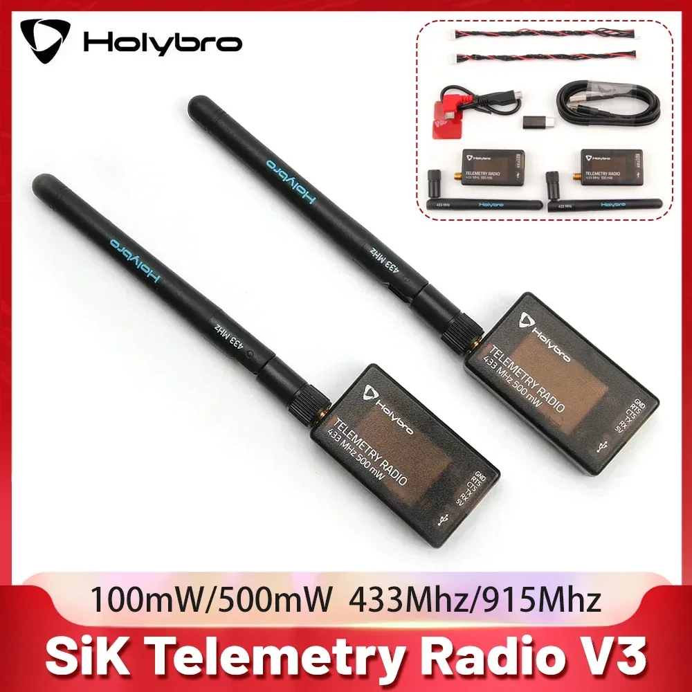 

HolyBro SiK Telemetry Radio V3 100mW 500mW 433MHZ 915MHZ for APM Pixhawk Radiolink MINI PIX RC Drone Flight Controller