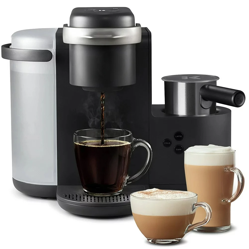 

Single Serve K-Cup Coffee Maker, Latte Maker and Cappuccino Maker, Dark Charcoal Slim green coffee Milk steam frother Coffee mac