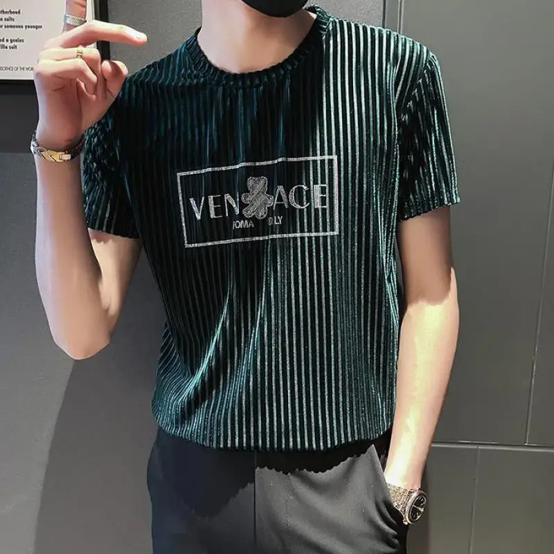 Royal Blue Velvet T Shirts For Mens Blackish Green Striped Velour Tee Boyfriend Stylish Mens Clothing Youngmen Top Streetwear
Royal Blue Velvet T Shirts For Mens Blackish Green Striped Velour Tee Boyfriend Stylish Mens Clothing Youngmen Top Streetwear
