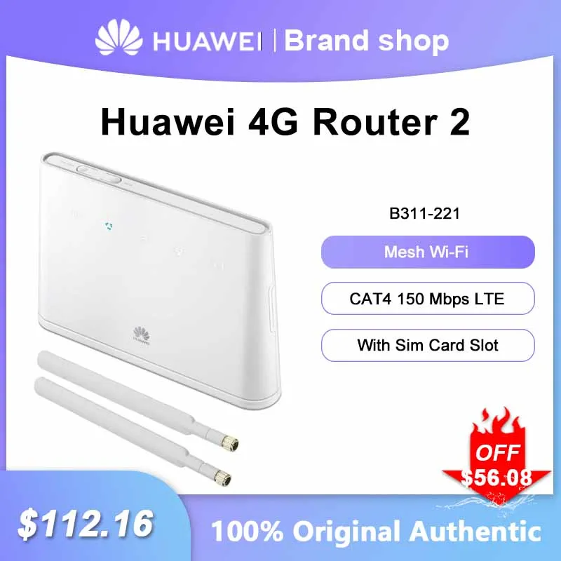 

Unlocked Huawei 4G Router 2 WiFi Repeater B311-221 Modem With SIM Card Slot CAT4 150Mbps LTE CPE 2.4GHz Network Signal Amplifier