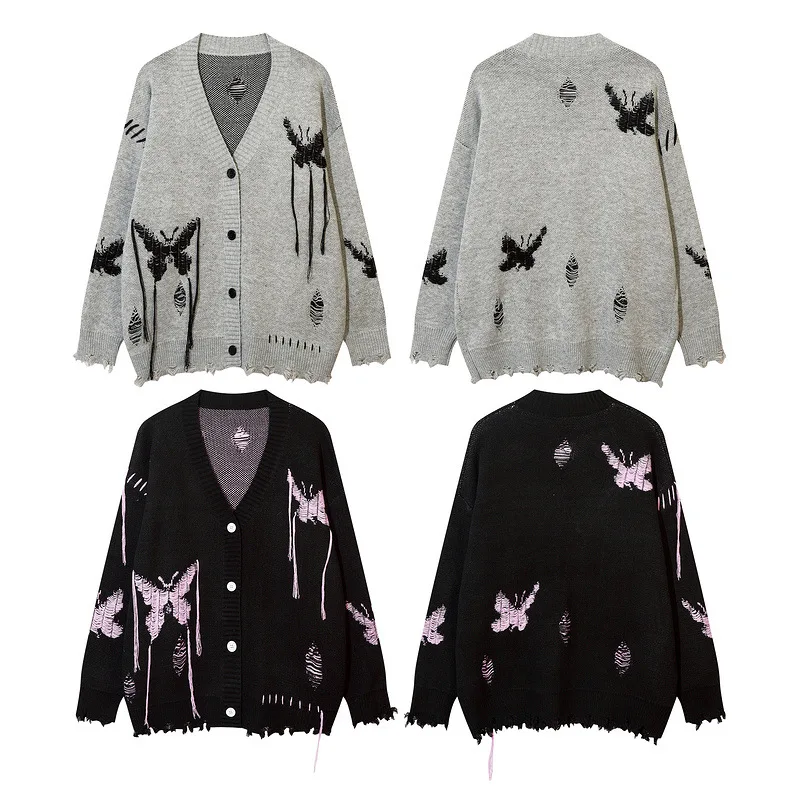 2023 New National Tide Dark Butterfly Color Knitted Coat Men And Women Personality American Street Retro V-Neck Sweater Lovers
2023 New National Tide Dark Butterfly Color Knitted Coat Men And Women Personality American Street Retro V-Neck Sweater Lovers