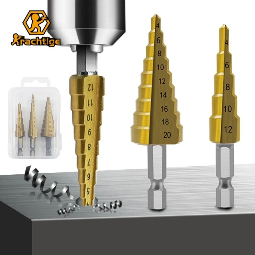 Krachtige 3Pcs Metric Step Drill Bit Set High Speed Steel Titanium Nitride Step Drill Bit 3-12 4-12 4-20 Hexagonal Shank Drill
Krachtige 3Pcs Metric Step Drill Bit Set High Speed Steel Titanium Nitride Step Drill Bit 3-12 4-12 4-20 Hexagonal Shank Drill