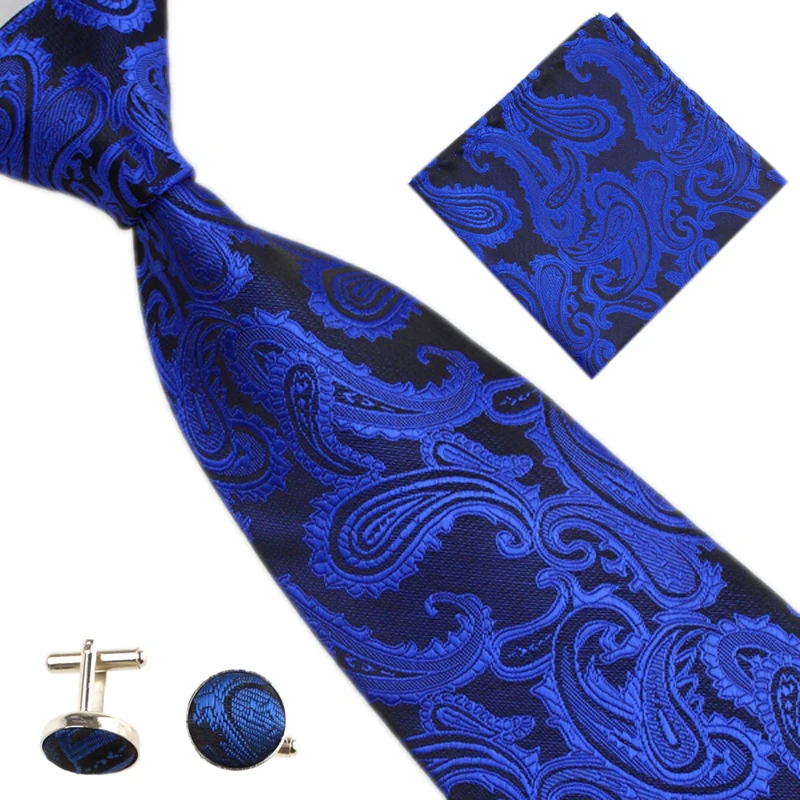 

Mens Ties Set Wedding Necktie for Men 10cm/4" Wide Paisley Handkerchief Cufflinks Tie Corbatas Gravatas Regalos Para Hombre