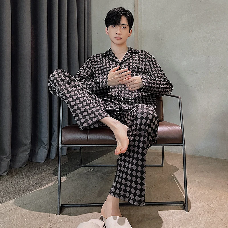 Geometric Pattern Pyjamas Male Long Sleeve Tops Long Pants Sleepwear Set Pajamas For Men Sleepwear Lapel Cardigan Pijamas Hombre
Geometric Pattern Pyjamas Male Long Sleeve Tops Long Pants Sleepwear Set Pajamas For Men Sleepwear Lapel Cardigan Pijamas Hombre