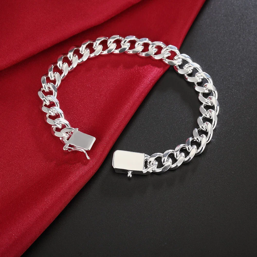 Hot New 925 Sterling Silver Bracelets 10MM Trend Wild Men's Chain Wedding Party Gifts High Quality Fashion Jewelry 20cm
Hot New 925 Sterling Silver Bracelets 10MM Trend Wild Men's Chain Wedding Party Gifts High Quality Fashion Jewelry 20cm
