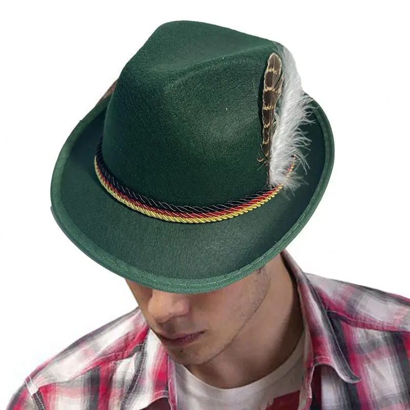German Oktoberfest hat Unisex Panama Jazz Feather Felt Hat Munich Beer Hats Halloween Costume Cosplay Cap for Men Woman Gift
German Oktoberfest hat Unisex Panama Jazz Feather Felt Hat Munich Beer Hats Halloween Costume Cosplay Cap for Men Woman Gift