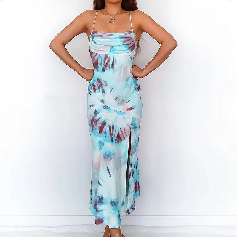 Женское облегающее платье-комбинация, платье средней длины с прямыми штанинами, высокой талией и разрезом на подтяжках, платье с открытой спиной, весна-лето 
Женское облегающее платье-комбинация, платье средней длины с прямыми штанинами, высокой талией и разрезом на подтяжках, платье с открытой спиной, весна-лето