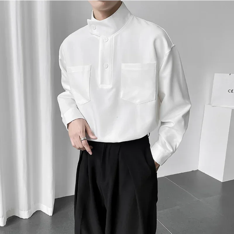 2023 New Half-high Collar Solid Color Long Sleeve Shirt For Men Design Niche Luxury Korean Clothes Casual Loose Pullover Shirt
2023 New Half-high Collar Solid Color Long Sleeve Shirt For Men Design Niche Luxury Korean Clothes Casual Loose Pullover Shirt