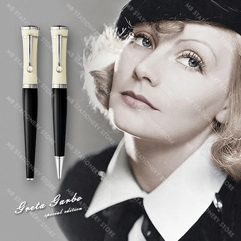

MSS Greta Garbo Classic MB Ballpoint / Roller Ball / Fountain Pen Luxury Ivory Texture Cap With Pearl On The Clip Great Actress
