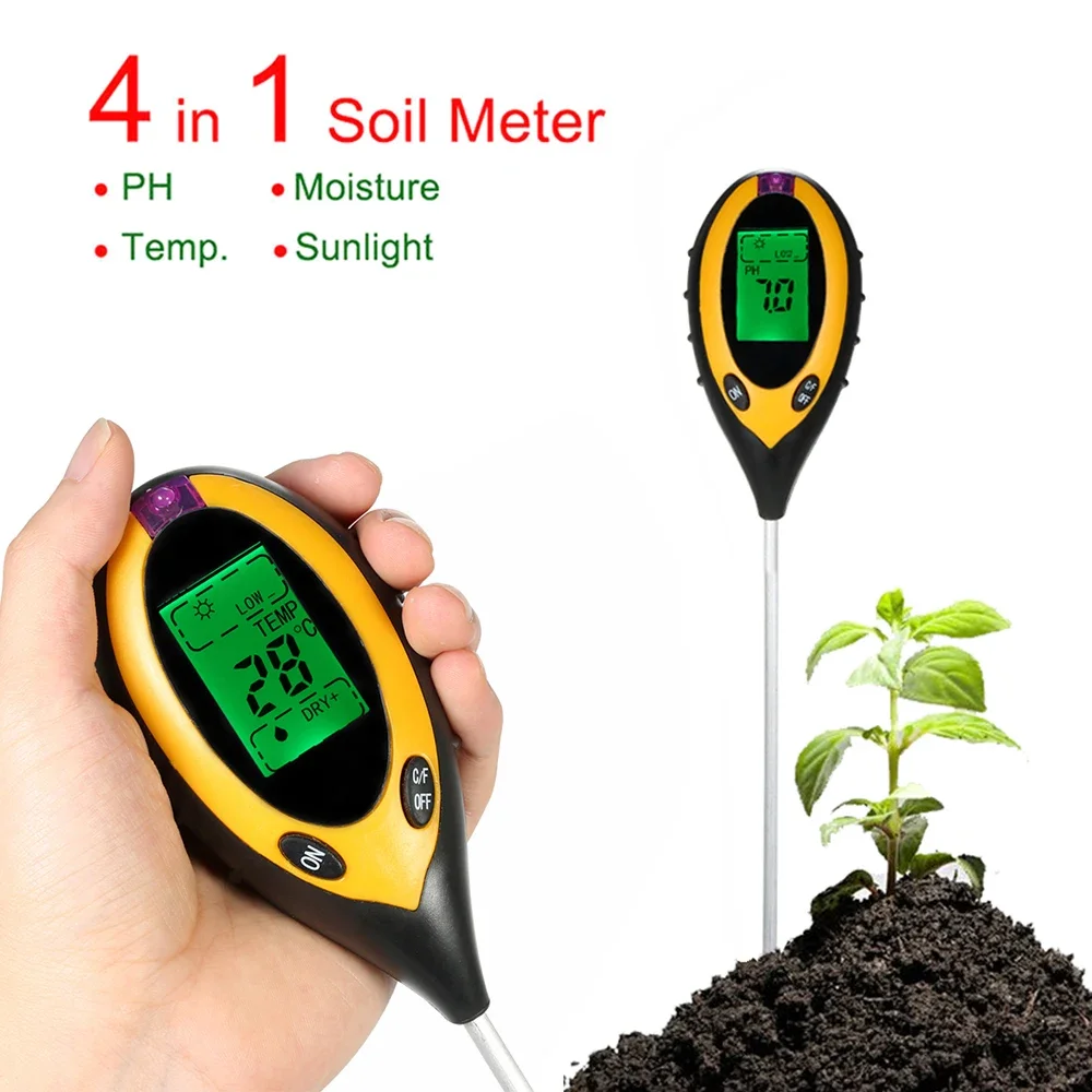 

Soil Moisture Monitor Digital Soil PH Meter Temperature Sunlight Tester Meter Acidity Moisture Measurement Garden Tool