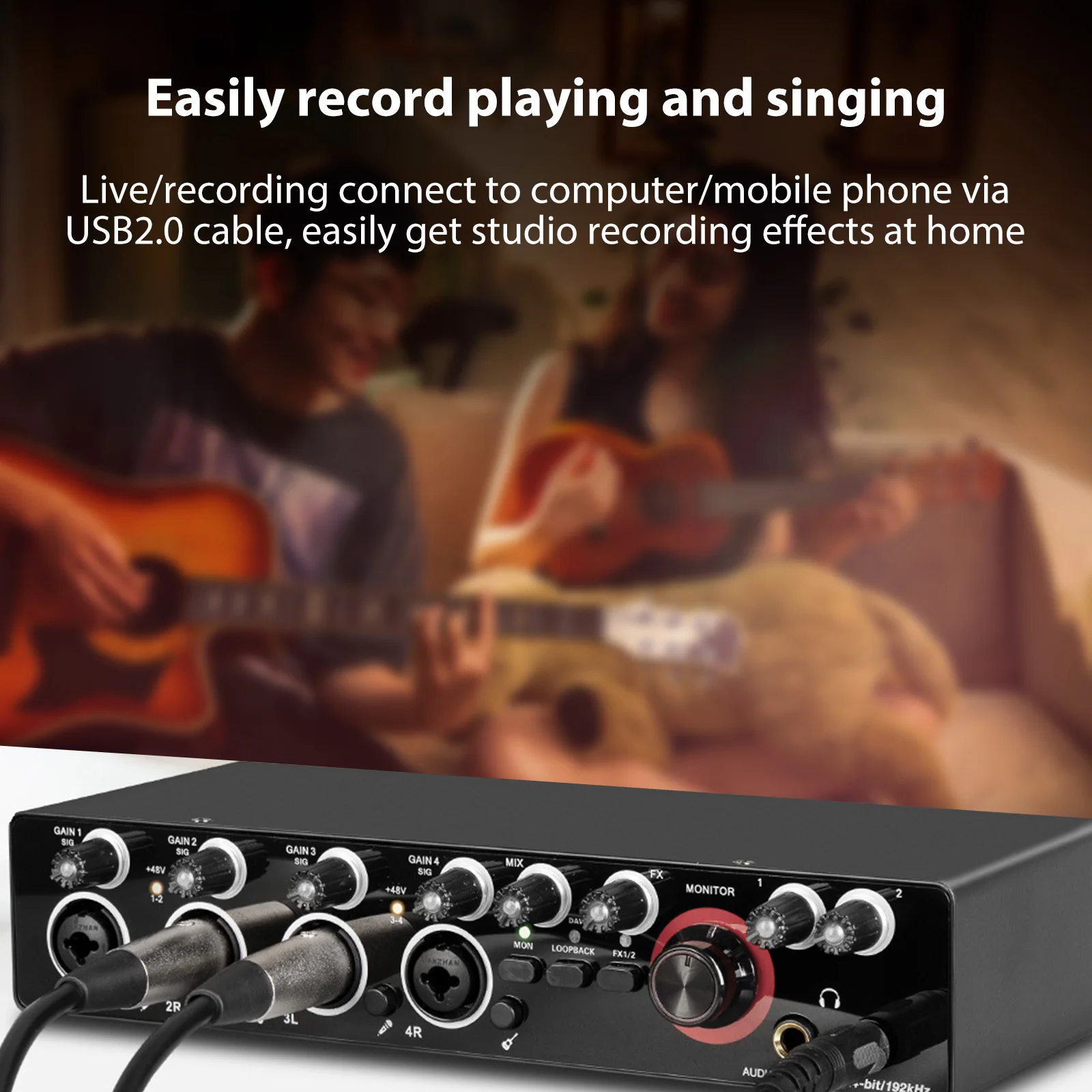 4 Channels Recording Sound Card with Driver Free Audio Interface, 4-in 4-out USB for Professional Recording
4 Channels Recording Sound Card with Driver Free Audio Interface, 4-in 4-out USB for Professional Recording