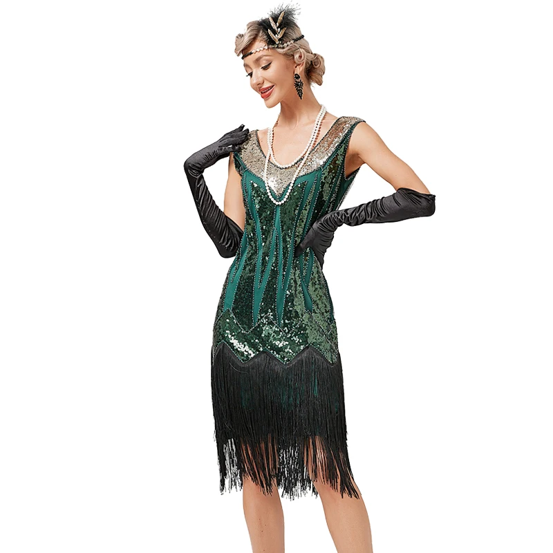 

Dress Summer 1920s Vintage Flapper Dress Fringe Beaded Great Gatsby Party Cocktail Prom 30S Dresses Tassels Sequin Size XS-3XL