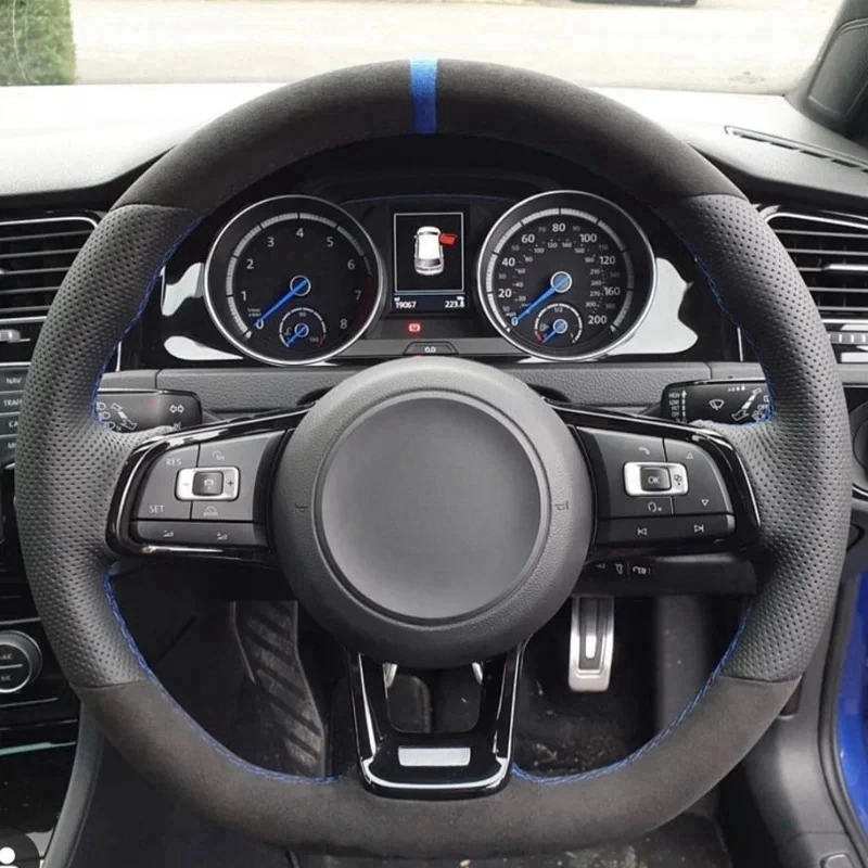 

Изготовленный на заказ чехол на рулевое колесо автомобиля для Volkswagen VW Golf R MK7 Golf 7 GTI VW Polo GTI Scirocco 2015 2016 Салон автомобиля Стайлинг