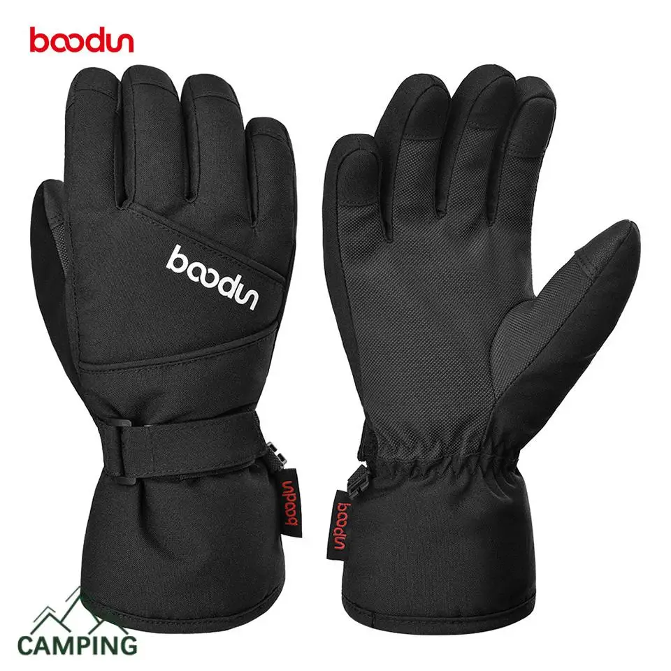 

Зимние теплые плотные детские лыжные перчатки Boodun, ветрозащитные регулируемые Зимние перчатки для сноуборда для мальчиков и девочек