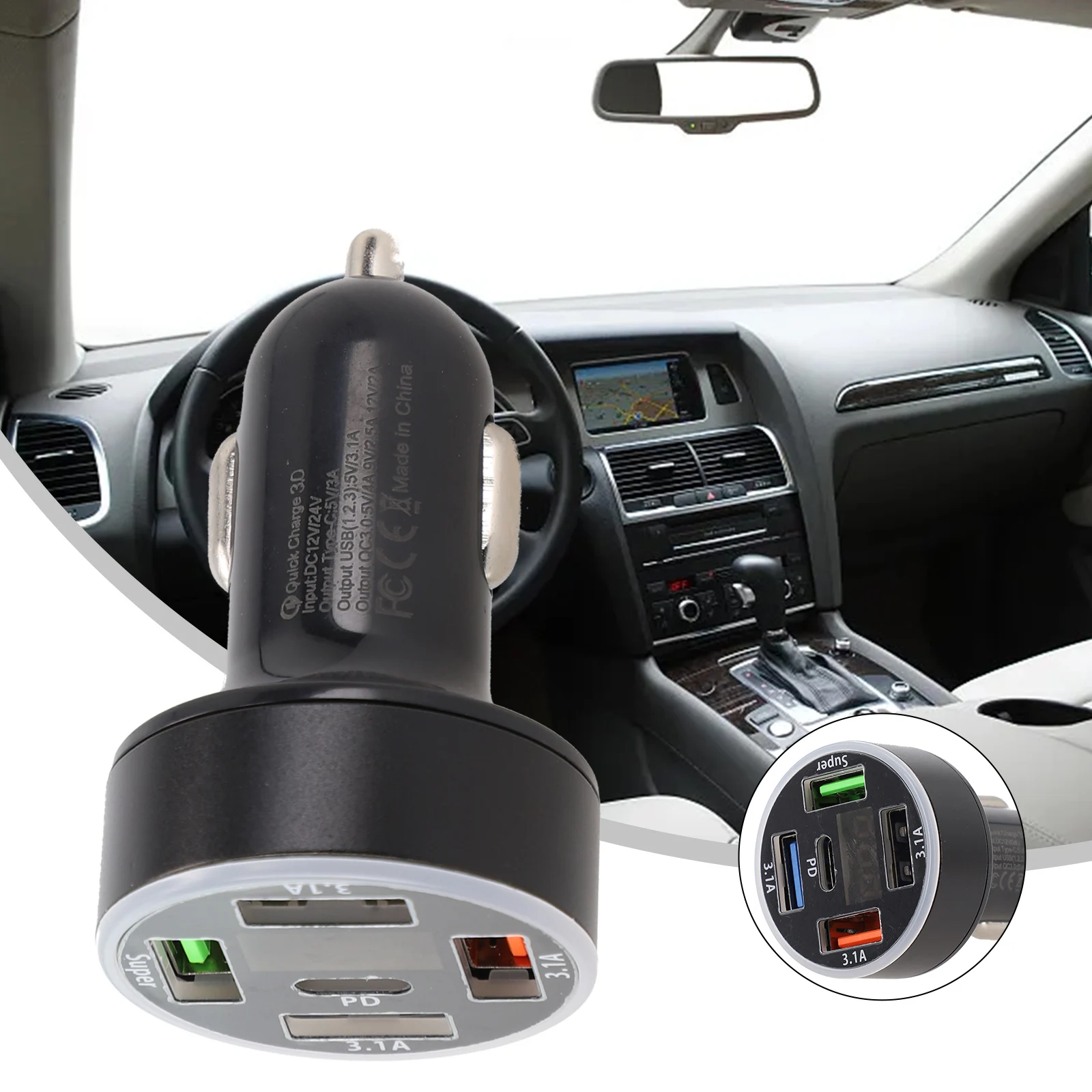 Car Charge 4USB PD Car Fast Charger Quick Charge Type C QC3.0 Adapter Socket Splitter PC Environmental Protection Material
Car Charge 4USB PD Car Fast Charger Quick Charge Type C QC3.0 Adapter Socket Splitter PC Environmental Protection Material