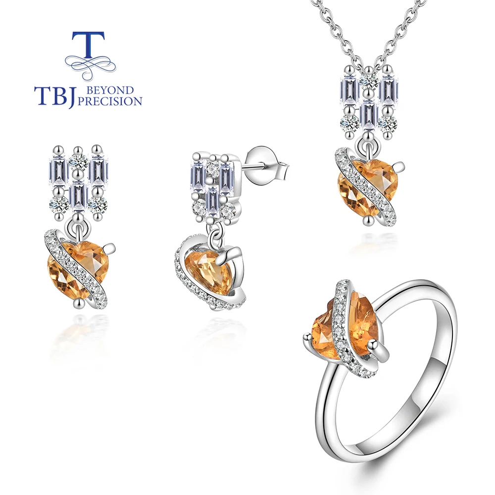 Heart-shaped fashion design Natural citrine Ring Earrings Necklace Set Elegant delicate S925 silver jewelry for women and girls
Heart-shaped fashion design Natural citrine Ring Earrings Necklace Set Elegant delicate S925 silver jewelry for women and girls