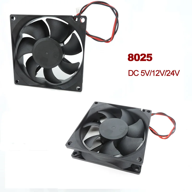 

2pin dc 80mm 80X80X25MM Cooling Fan 5V/12V/24V DC Brushless Cooling Cooler Fan 8025 Sleeve oil Bearing Fan M20