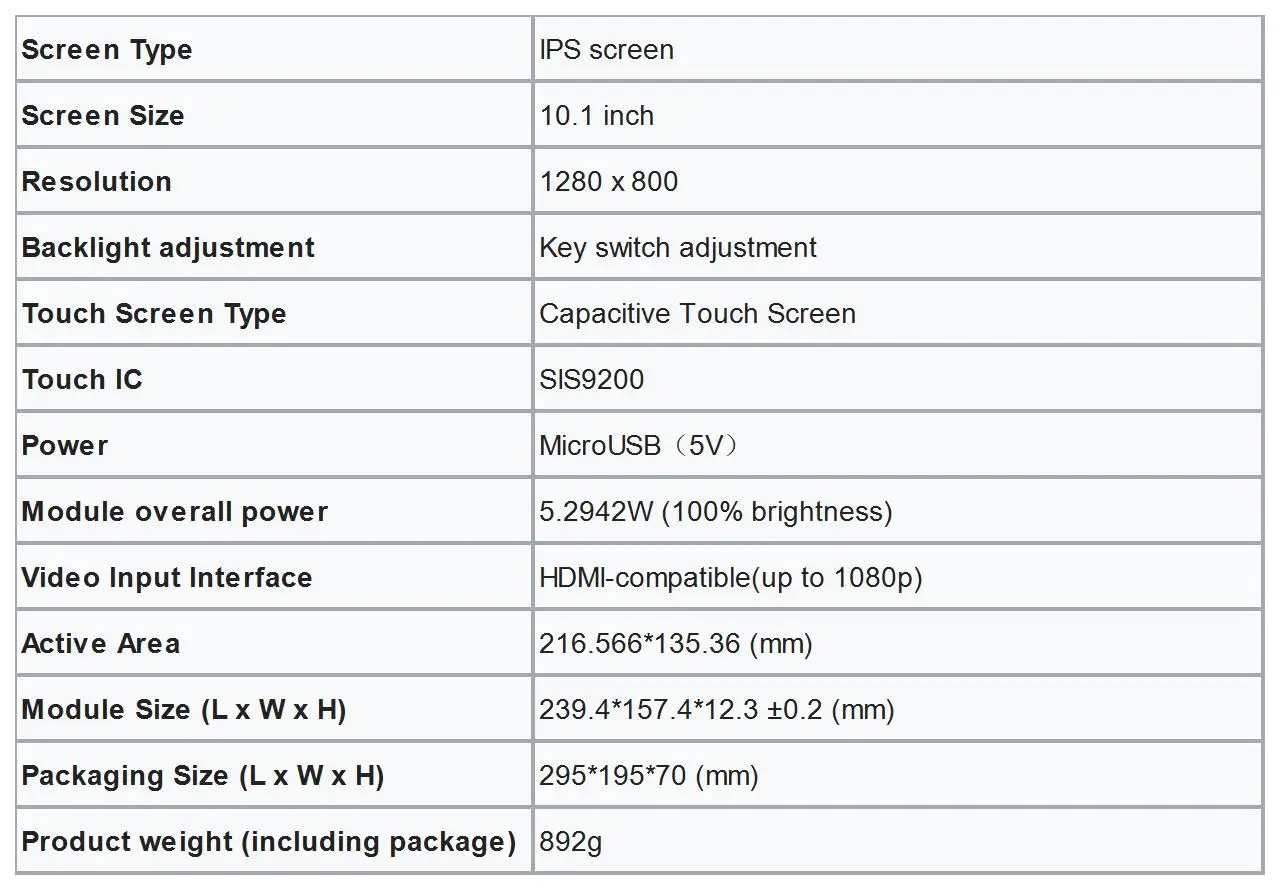 10.1 Inch IPS LCD for Raspberry Pi 5 / 4 Touch Screen 1024x600 / 1280x800 Display with Holder Monitor for Raspberry Pi 5 4B PC 10.1 Inch IPS LCD for Raspberry Pi 5 / 4 Touch Screen 1024x600 / 1280x800 Display with Holder Monitor for Raspberry Pi 5 4B PC